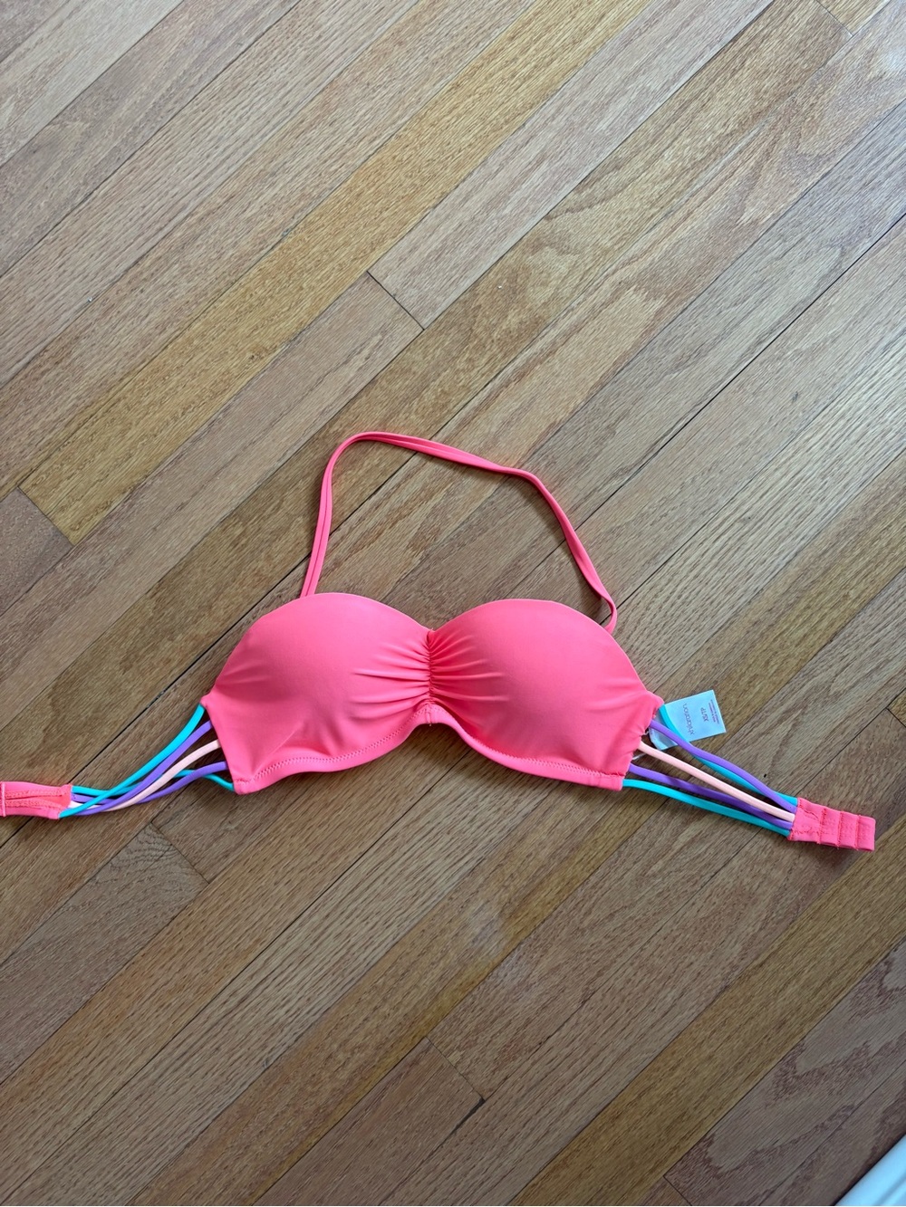 Xhilaration Neon Coral Bandeau Swim Top and Bottom Size XS